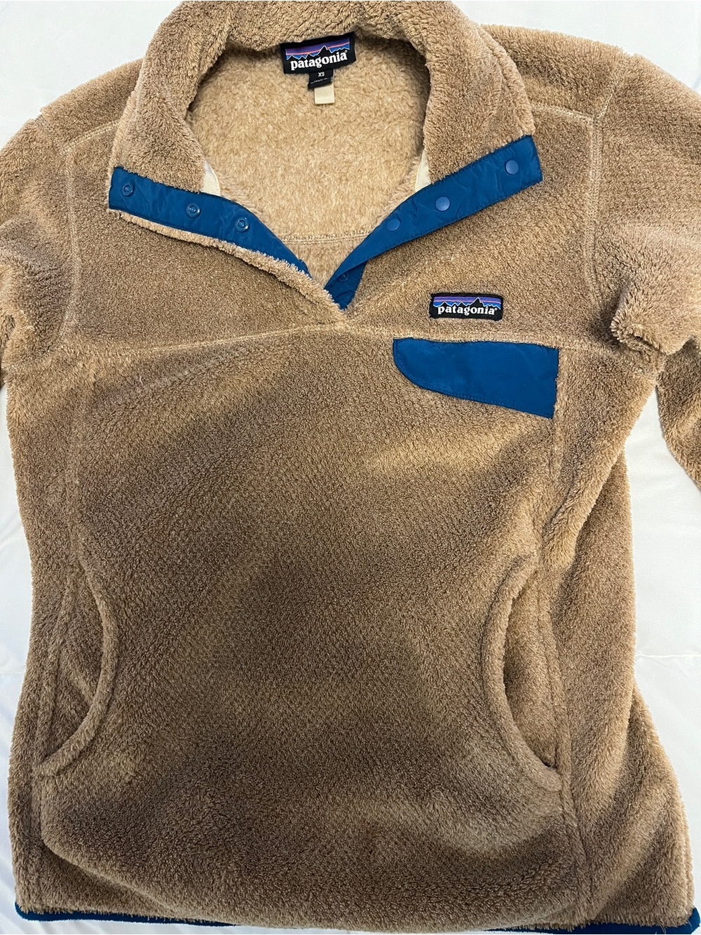Patagonia Womens Brown Fleece Snap-T Pullover with Blue Accents